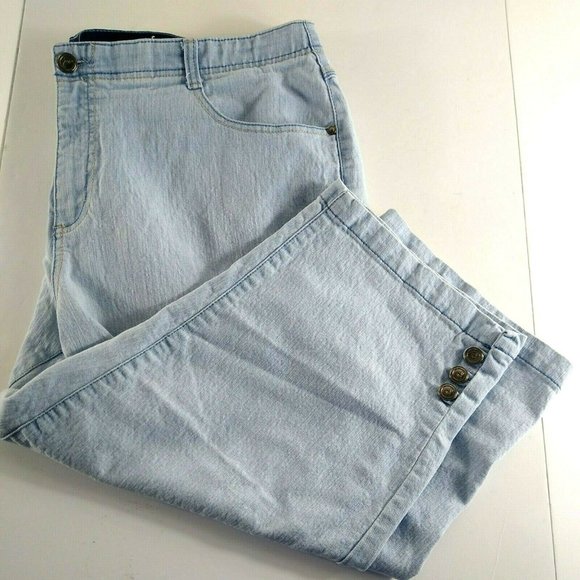 JMS Just My Size Capris Jeans Button Hems Light Wash Comfort Waist 20 W - Picture 1 of 5